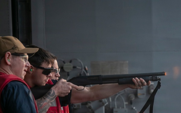 USS Tripoli Conducts A Gun Shoot