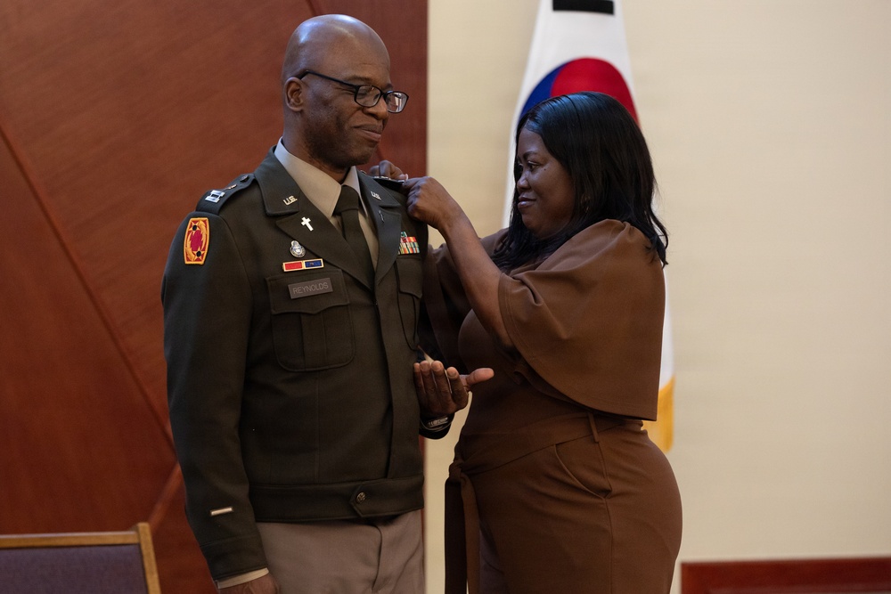 1st Signal Brigade Chaplain Promoted to Major at Camp Humphreys Ceremony