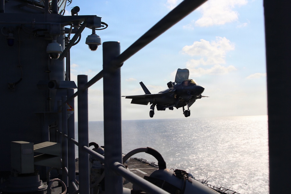 USS Tripoli Conducts Flight Operations with VMFA 121
