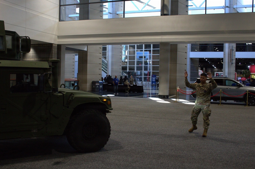 The Illinois National Guard partnered with the USO at the Auto Show so that the public could learn more about the Illinois National Guard and the USO.