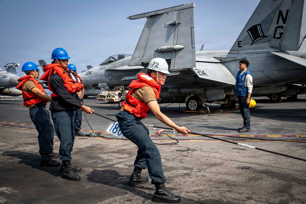 Abraham Lincoln conducts a replenishment-at-sea with Carl Brashear