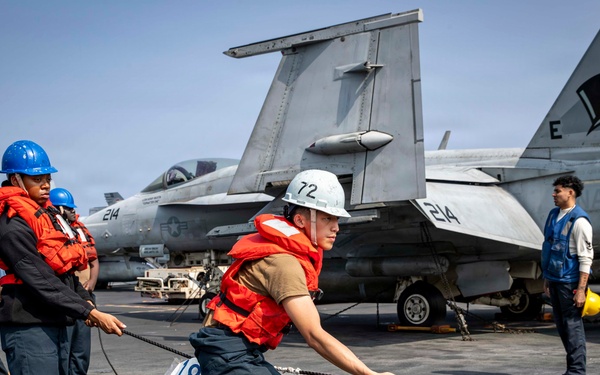Abraham Lincoln conducts a replenishment-at-sea with Carl Brashear