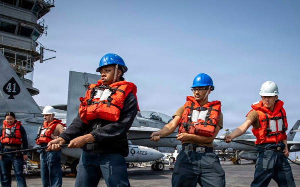 Abraham Lincoln conducts a replenishment-at-sea with Carl Brashear