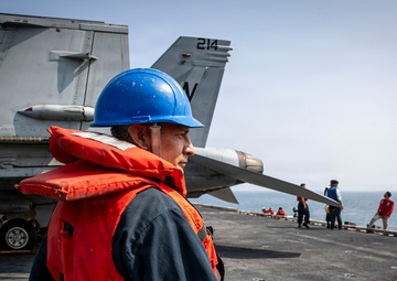Abraham Lincoln conducts a replenishment-at-sea with Carl Brashear