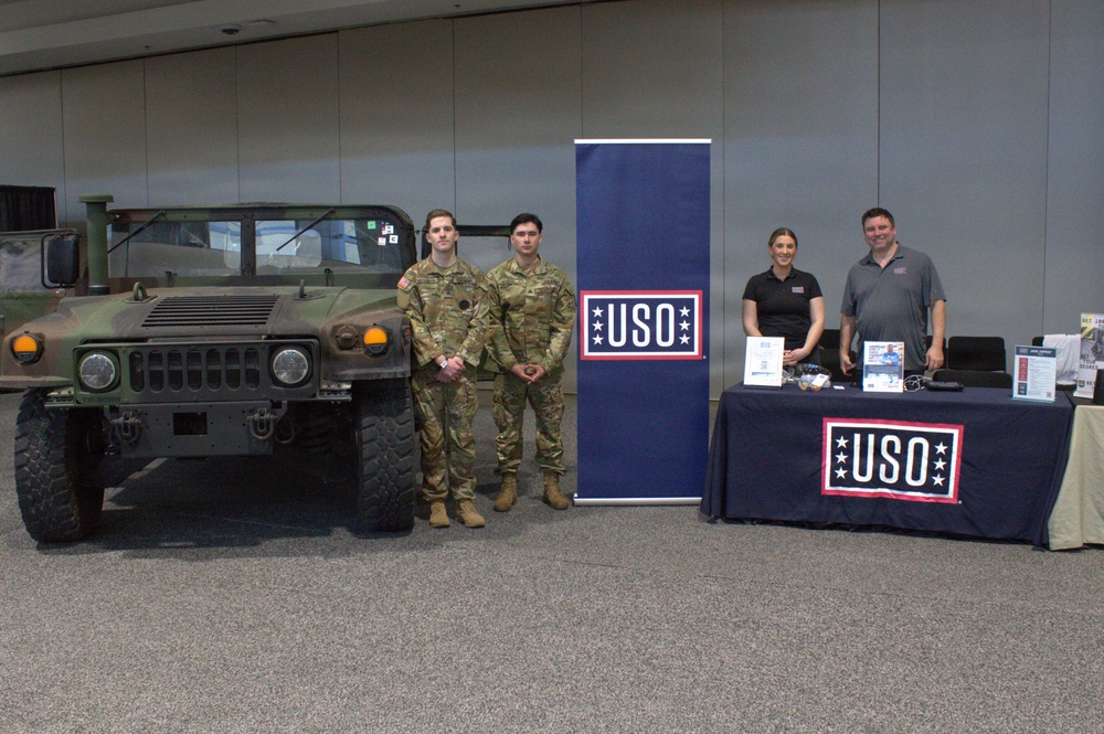 The Illinois National Guard partnered with the USO at the Auto Show so that the public could learn more about the Illinois National Guard and the USO.