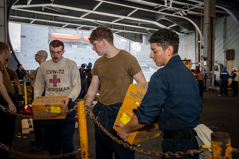 Abraham Lincoln Conducts a Replenishment-At-Sea with Carl Brashear