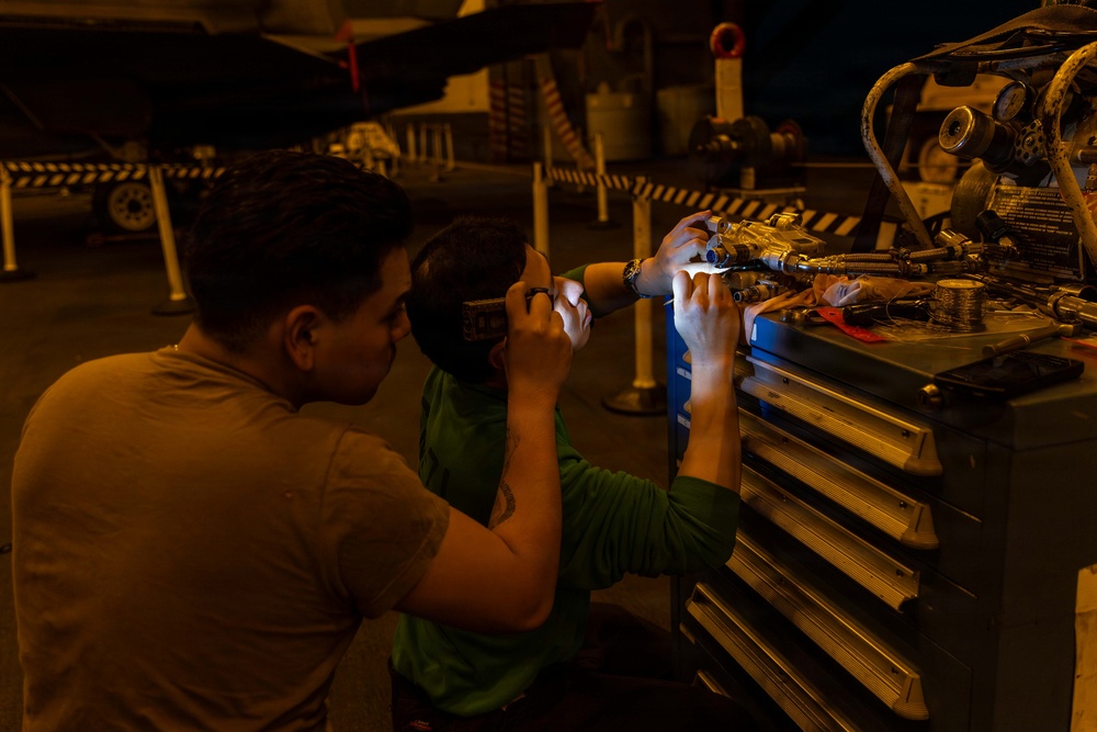 Abraham Lincoln Conducts Routine Aircraft Maintenance