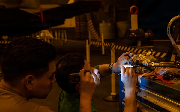 Abraham Lincoln Conducts Routine Aircraft Maintenance