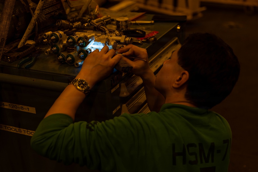 Abraham Lincoln Conducts Routine Aircraft Maintenance