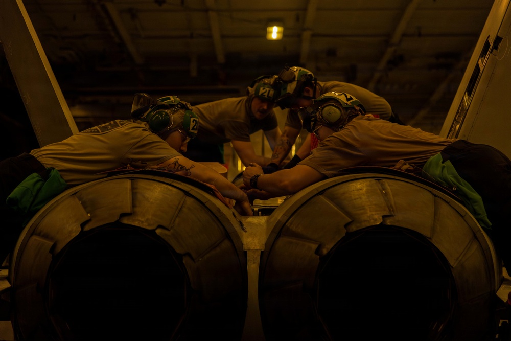 Abraham Lincoln Conducts Routine Aircraft Maintenance