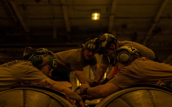 Abraham Lincoln Conducts Routine Aircraft Maintenance