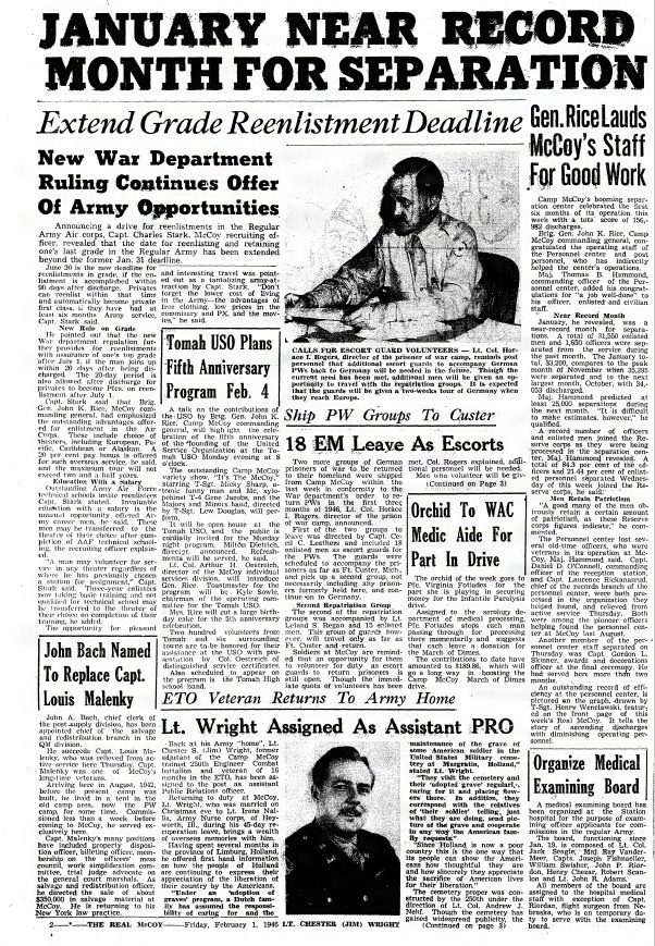 This Month in Fort McCoy History — February