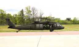 Soldiers with 13th Battalion, 100th Regiment hold slingload training at McCoy; Wisconsin National Guard Black Hawks, crews assist