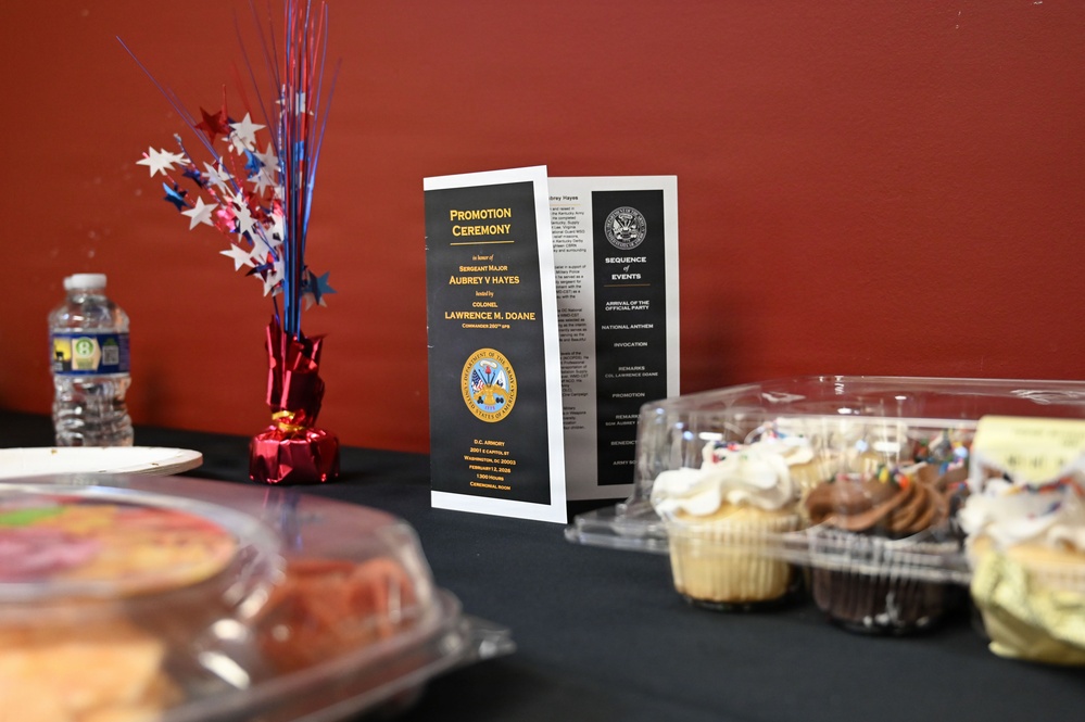 U.S. Army Sgt. Major Aubrey V. Hayes Promotion Ceremony