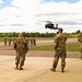 Soldiers with 13th Battalion, 100th Regiment hold slingload training at McCoy; Wisconsin National Guard Black Hawks, crews assist