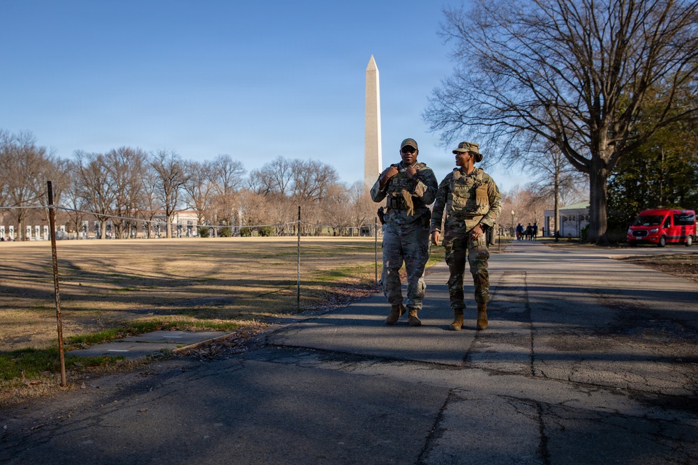 Joint Task Force Magnolia service members patrol on the National Mall in Washington, D.C.