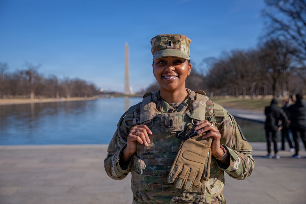 A Joint Task Force Magnolia Soldier patrols on the National Mall in Washington, D.C.