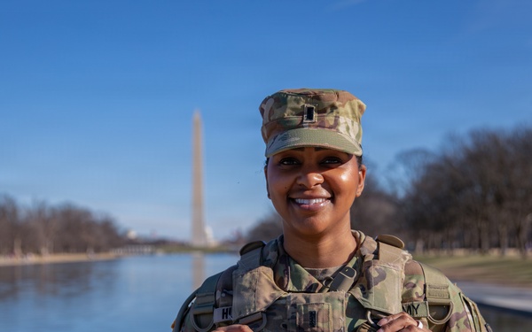 A Joint Task Force Magnolia Soldier patrols on the National Mall in Washington, D.C.