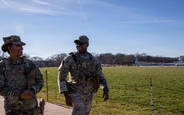 Joint Task Force Magnolia service members patrol on the National Mall in Washington, D.C.