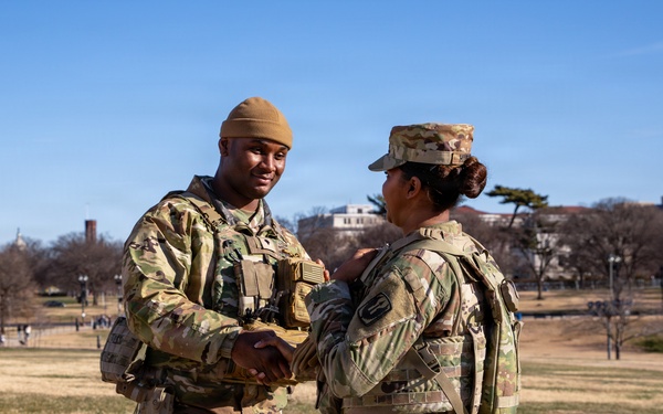 Joint Task Force Magnolia Soldiers patrol on the National Mall in Washington, D.C.