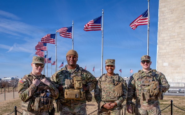 Joint Task Force Magnolia Soldiers patrol on the National Mall in Washington, D.C.