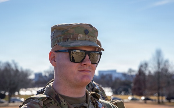 A Joint Task Force Magnolia Soldier patrols on the National Mall in Washington, D.C.