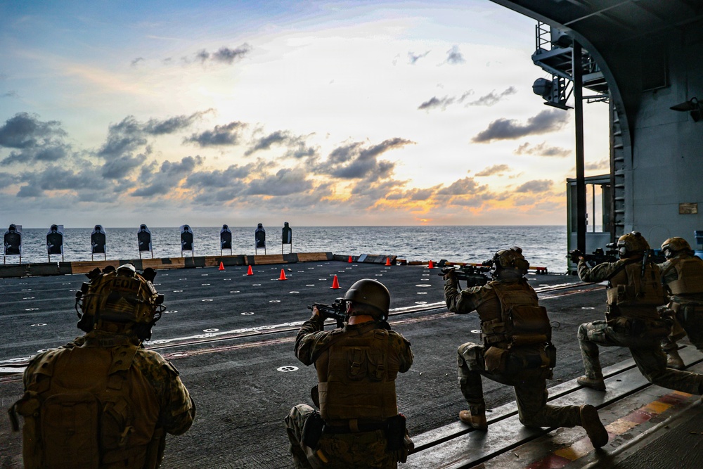 22nd MEU(SOC) | MSPF Conducts a Live-Fire Range Aboard USS Iwo Jima