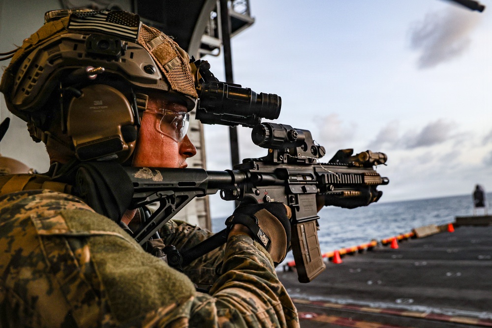 22nd MEU(SOC) | MSPF Conducts a Live-Fire Range Aboard USS Iwo Jima