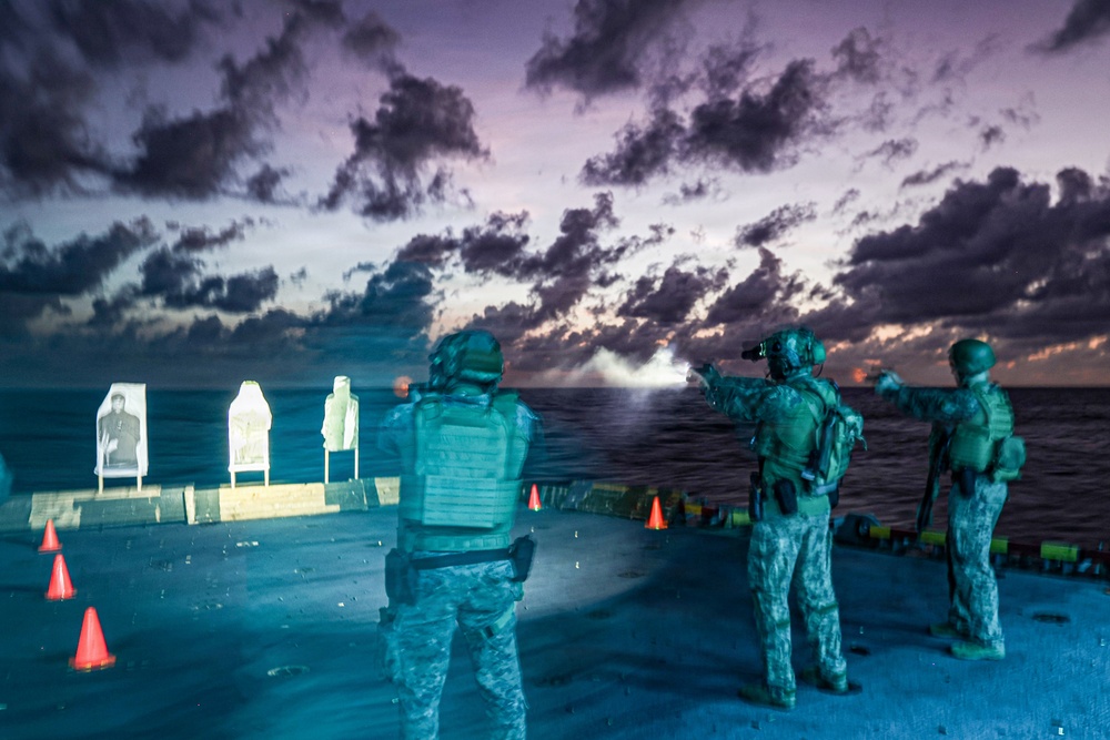 22nd MEU(SOC) | MSPF Conducts a Live-Fire Range Aboard USS Iwo Jima