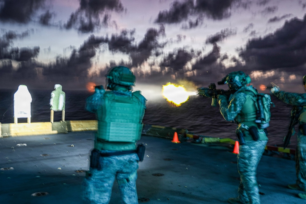 22nd MEU(SOC) | MSPF Conducts a Live-Fire Range Aboard USS Iwo Jima