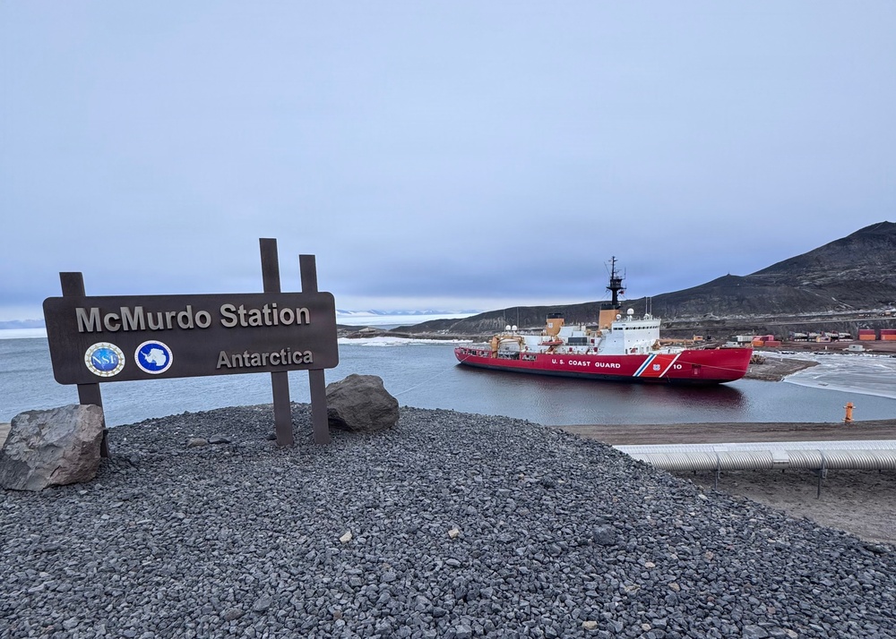 USCG Polar Star (WAGB 10) supports McMurdo Station during Operation Deep Freeze 2026