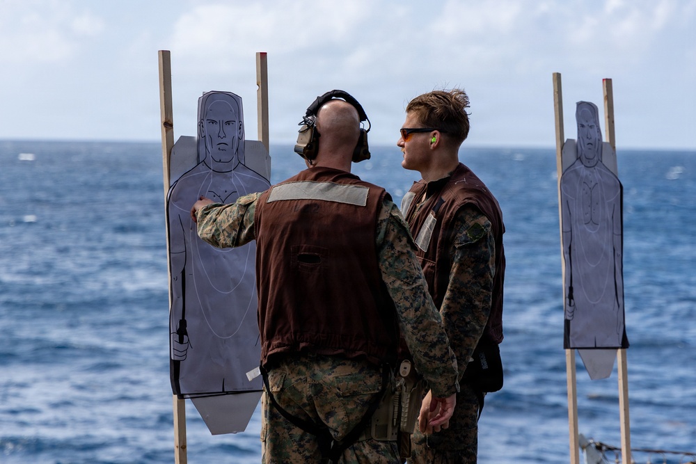 22nd MEU (SOC) | CLB 26 and BLT 3/6 Conduct a Live-Fire Range Aboard USS Iwo Jima