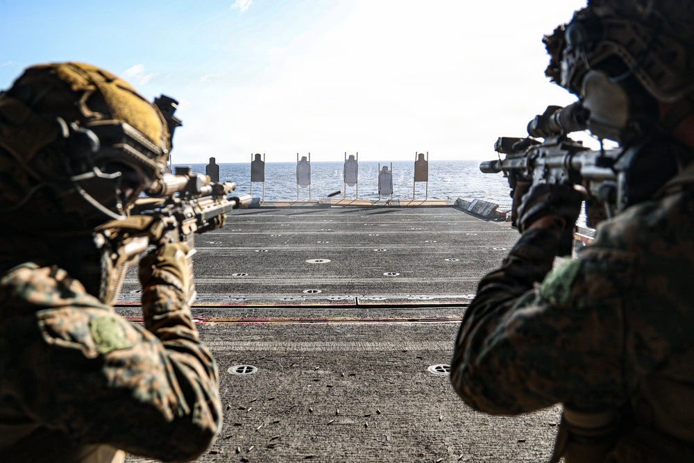 22nd MEU (SOC) | CLB 26 and BLT 3/6 Conduct a Live-Fire Range Aboard USS Iwo Jima