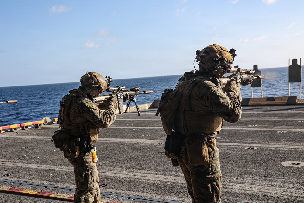 22nd MEU (SOC) | CLB 26 and BLT 3/6 Conduct a Live-Fire Range Aboard USS Iwo Jima