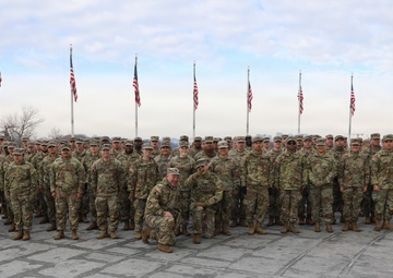Secretary of War Pete Hegseth officiates the oath of enlistment to a formation of National Guard Soldiers