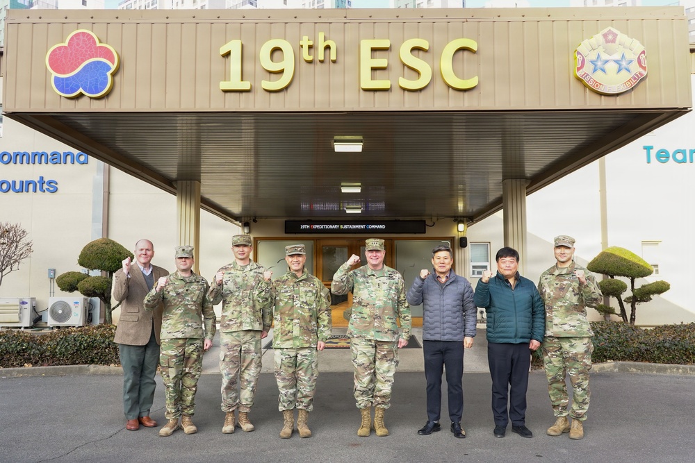 Combined leaders gather outside 19th ESC headquarters