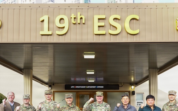 Combined leaders gather outside 19th ESC headquarters