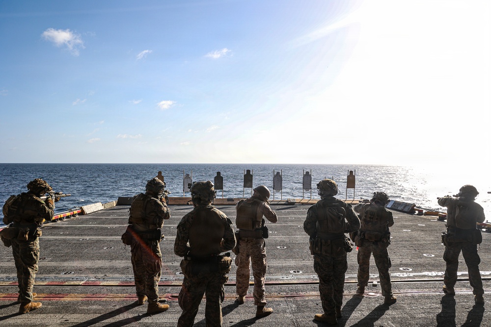 22nd MEU (SOC) | CLB 26 and BLT 3/6 Conduct a Live-Fire Range Aboard USS Iwo Jima
