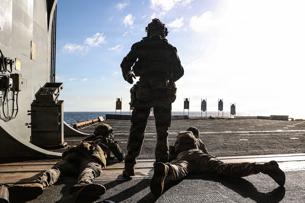22nd MEU (SOC) | CLB 26 and BLT 3/6 Conduct a Live-Fire Range Aboard USS Iwo Jima