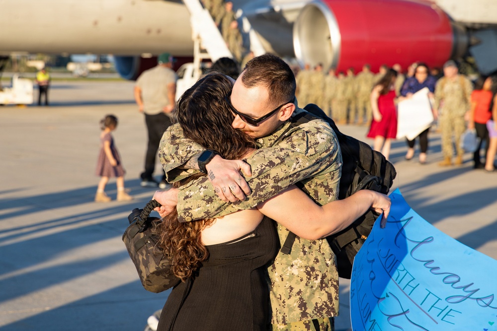 NMCB 4 Seabees Delayed Party Comes Home