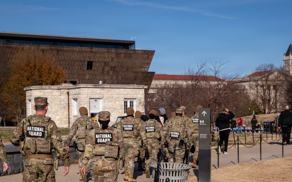 Mississippi National Guardsmen patrol on the National Mall in Washington, D.C.