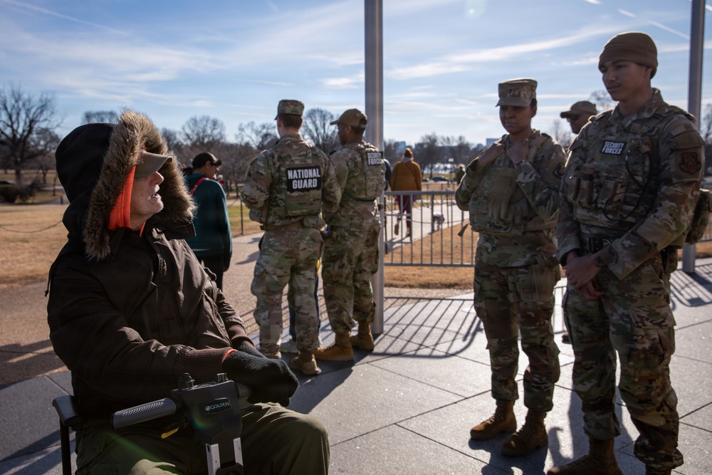 Mississippi National Guardsmen patrol on the National Mall in Washington, D.C.