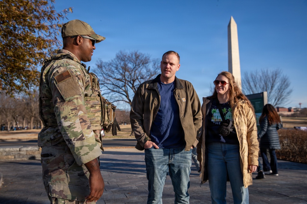 A Mississippi National Guard Airman patrols on the National Mall in Washington, D.C.