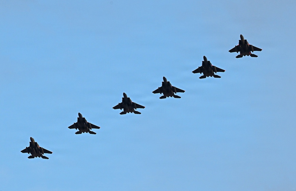 F-15E Strike Eagles Land at a base in the Middle East
