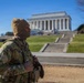 A Mississippi Army National Guard Soldier patrols in front of the Lincoln Memorial