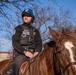 A U.S. Park Police officer patrols on the National Mall in Washington D.C.