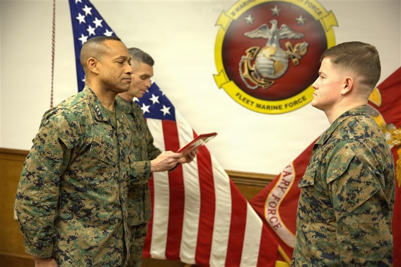 Gunnery Sgt. Jacob R. Bellis awarded a Navy and Marine Corps Commendation Medal