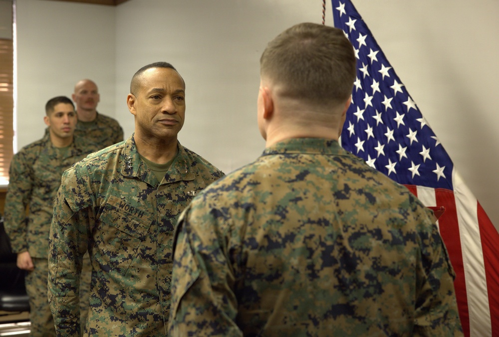 Gunnery Sgt. Jacob R. Bellis awarded a Navy and Marine Corps Commendation Medal