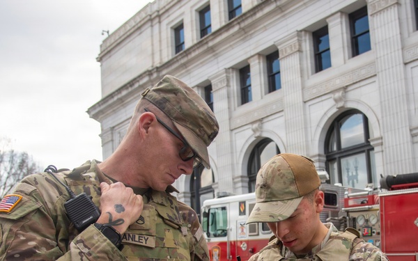 JTF-DC communication personnel conduct equipment checks