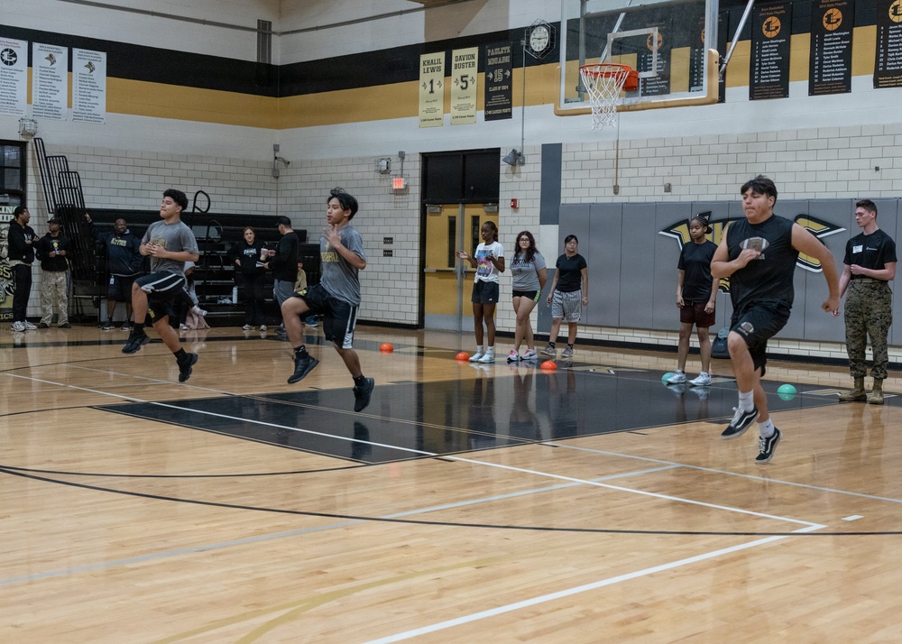 Austin North Marines visit Navarro Early College High School